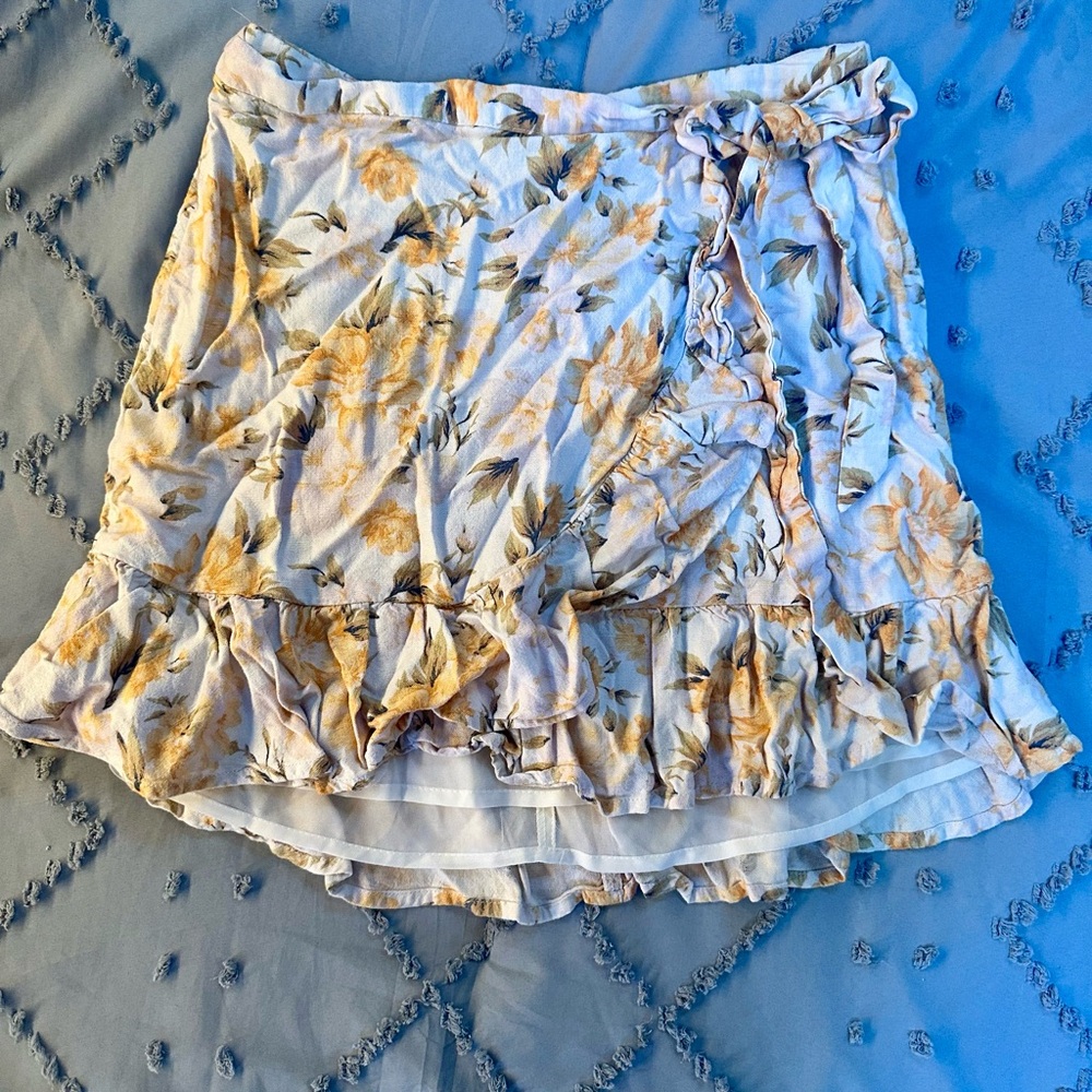 Floral Wrap Skirt in Cream and Yellow